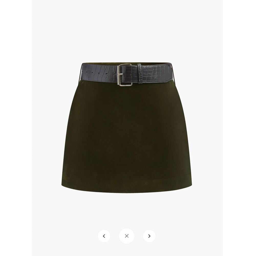Commense  Crocodile Belted Velvet Mini Skirt Sz XL